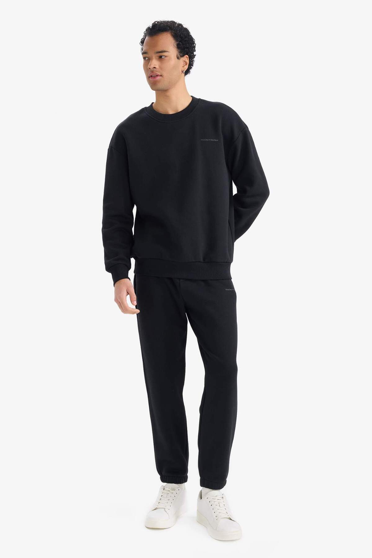 DeFacto Boxy Fit 2'li Takım Bisiklet Yaka Baskılı Sweatshirt Eşofman Altı F9623AX25AU