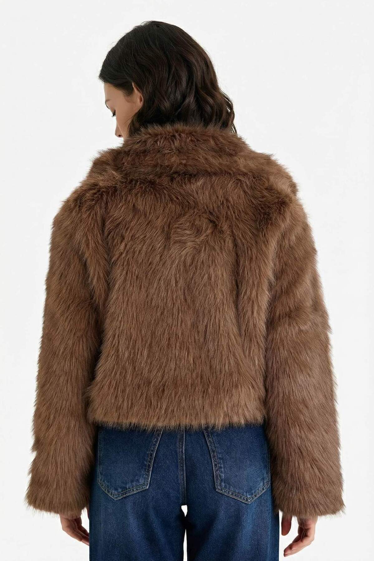 Defacto  Regular Fit Düğmeli Kısa Suni Kürk F2921AX25WN - Görsel 4