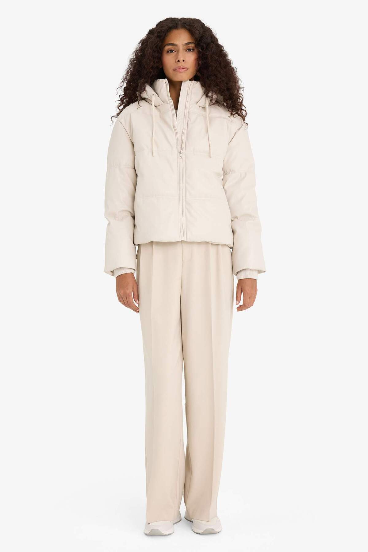 Defacto  Regular Fıt Kapüşonlu Polar Astarlı Suni Deri Mont F2142AX25WN - Görsel 2