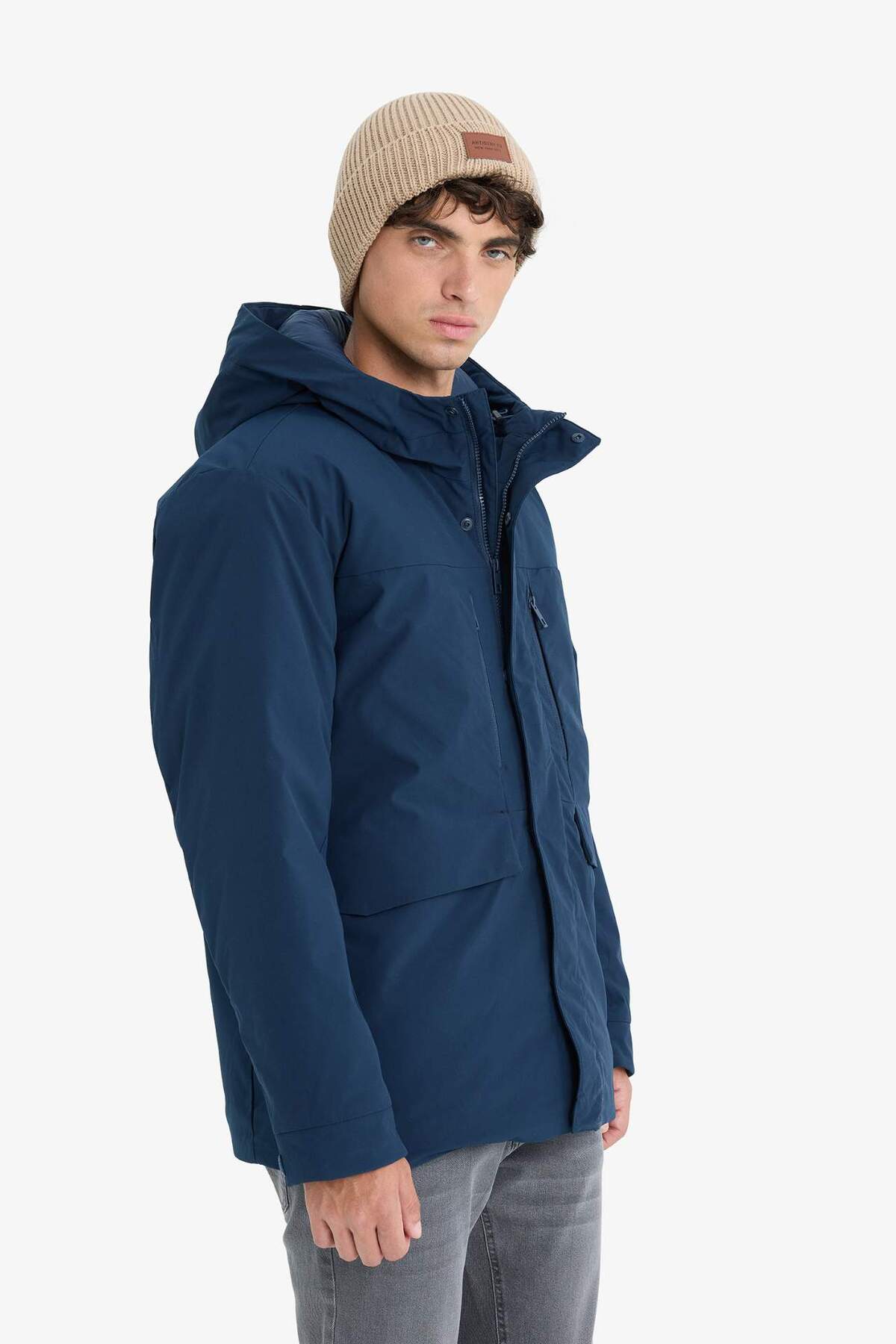 DeFacto REGULAR FIT Su İtici Kapüşonlu Mont E9248AX25WN görsel 3