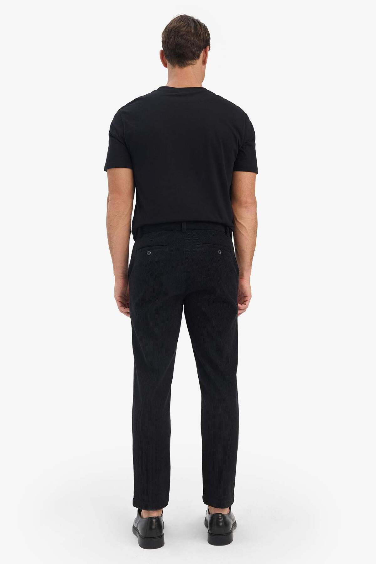 DeFacto Esnek Kumaş Tailored Regular Fit Düz Paça Fitilli Kadife Pantolon F0462AX25WN görsel 4