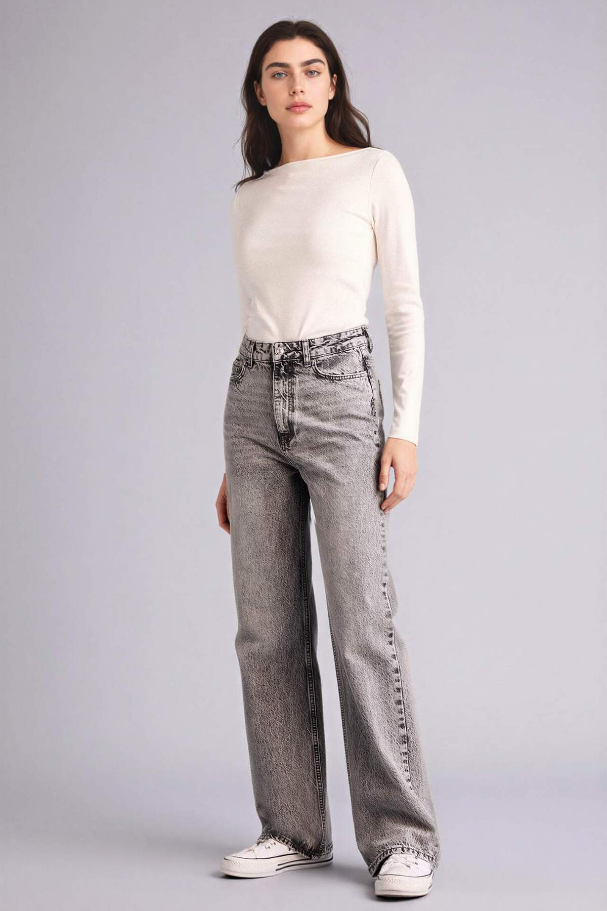 DeFacto %100 Pamuk Straıght Fit Yüksek Bel Jean Pantolon G3543AX25CW