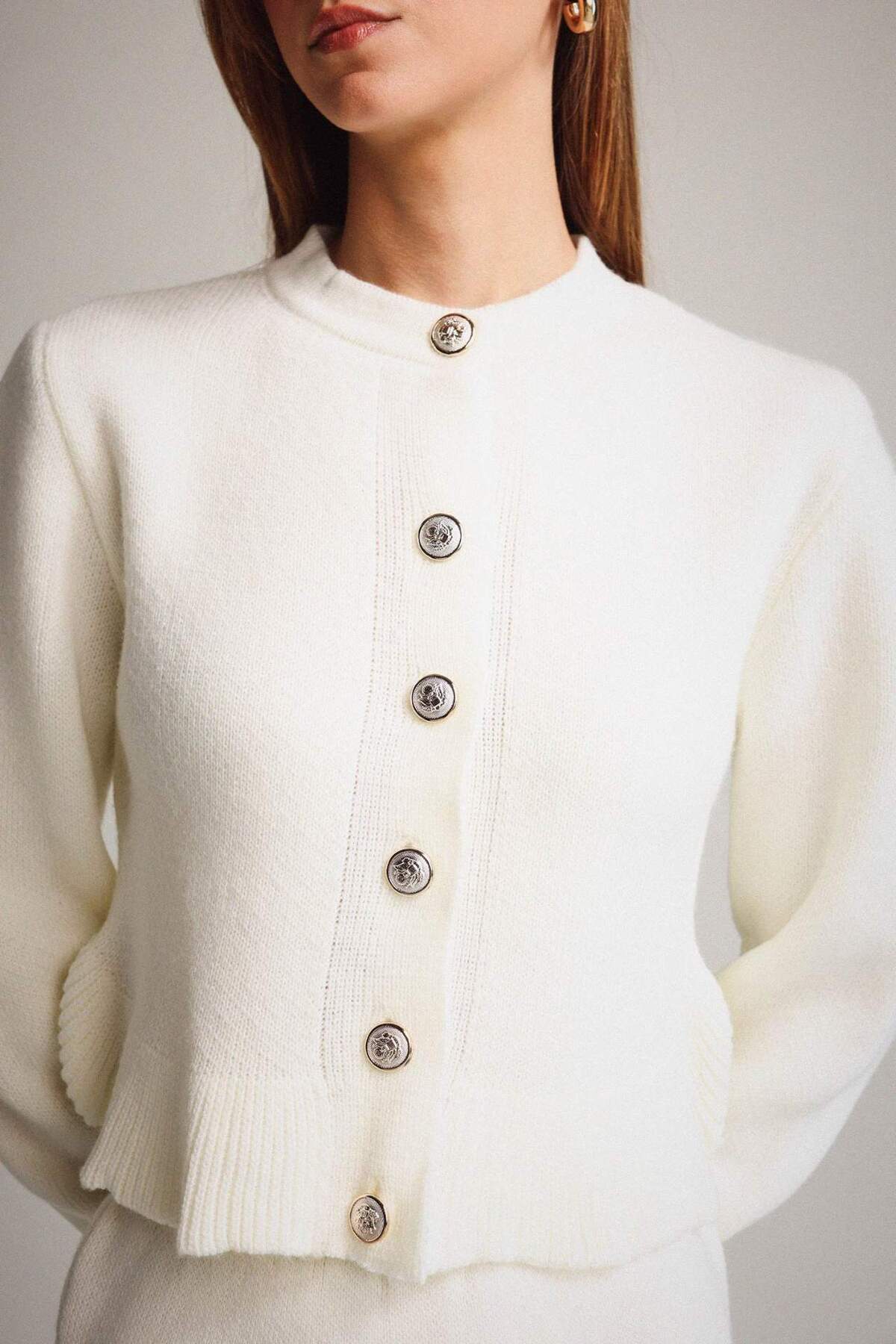 Defacto  Bisiklet Yaka Düğmeli Triko Hırka G3357AX25AU - Görsel 6