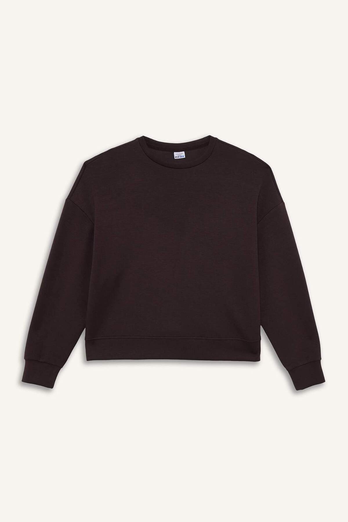 DeFacto Ultra Yumuşak Oversize Geniş Kalıp Bisiklet Yaka Modal Sporcu Sweatshirt E8954AX25AU görsel 7