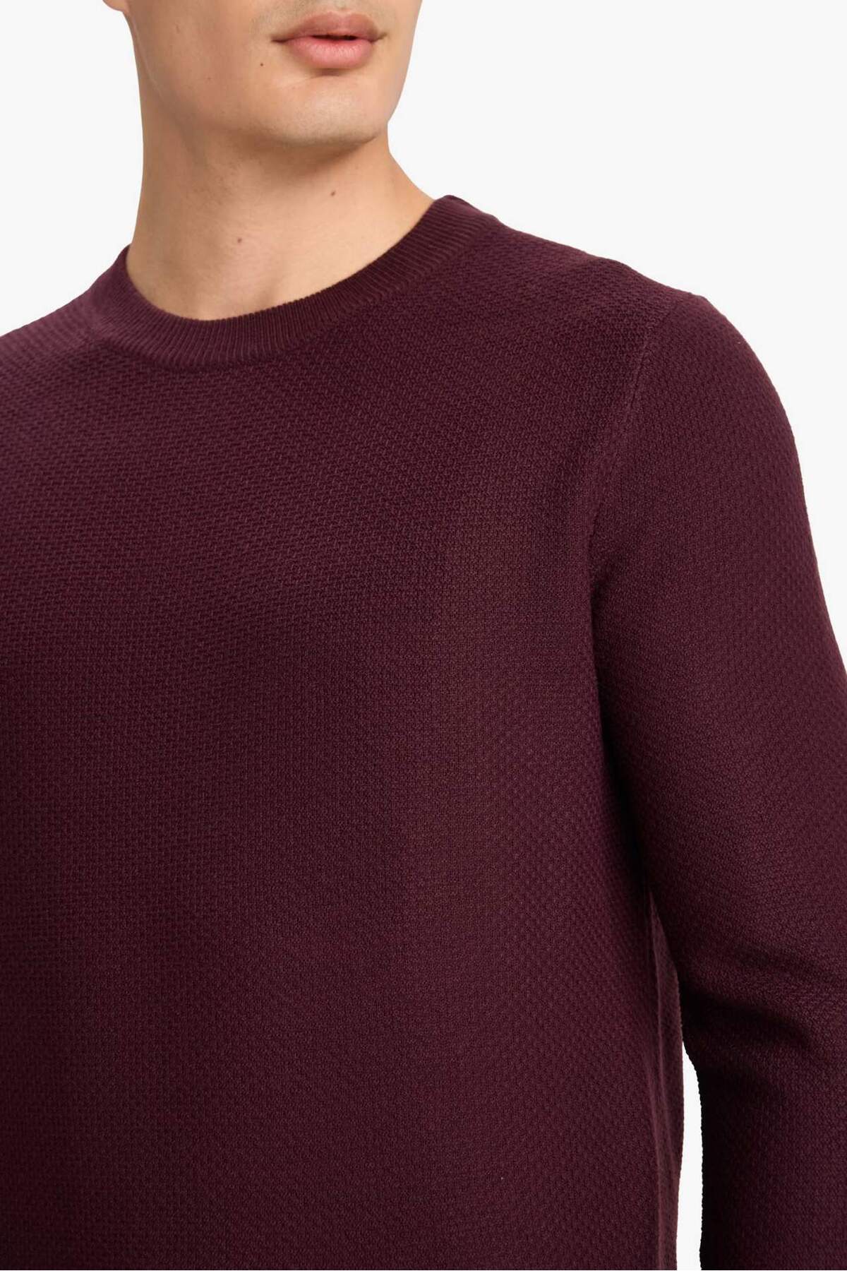 DeFacto Standart Fit Bisiklet Yaka Basic Dokulu Triko Kazak F1777AX25AU görsel 5