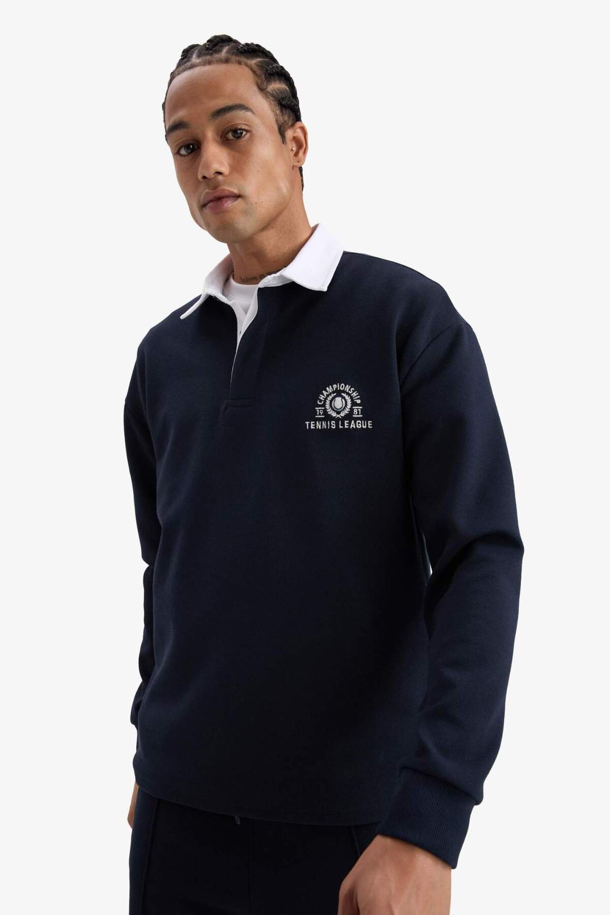 DeFacto Boxy Fit Gömlek Yaka Sporcu Sweatshirt F4396AX25AU görsel 7