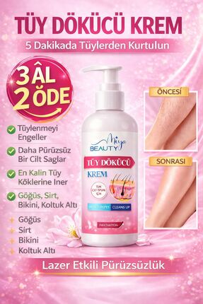 Miya Beauty Tüy Dökücü Krem Kalıcı Çözüm Kadın Erkek Kol Bacak Vücut İçin Tüy...