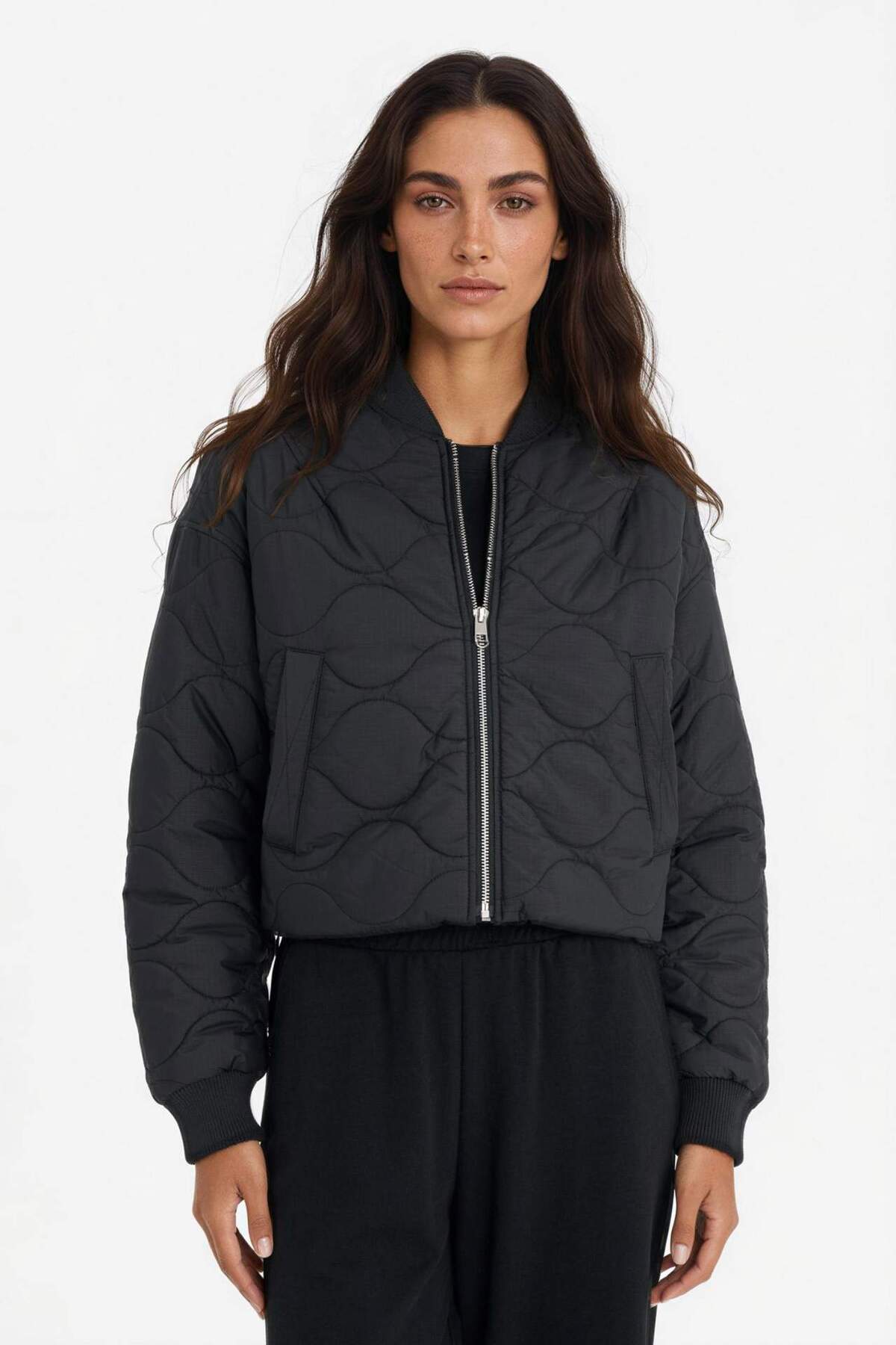 Defacto  Su Geçirmez Regular Fit Kolej Yaka Fermuarlı Bomber Mont F0031AX25AU - Görsel 4