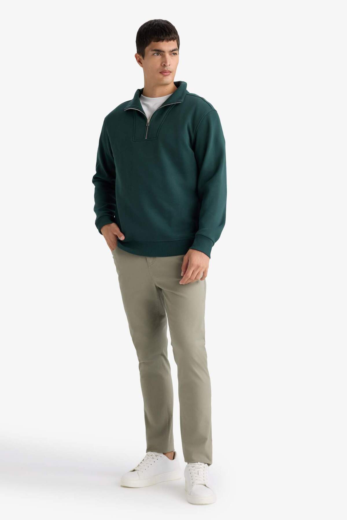 Defacto  Regular Fit Yarım Balıkçı Yaka Fermuarlı Kalın Sweatshirt F4136AX25AU - Görsel 2