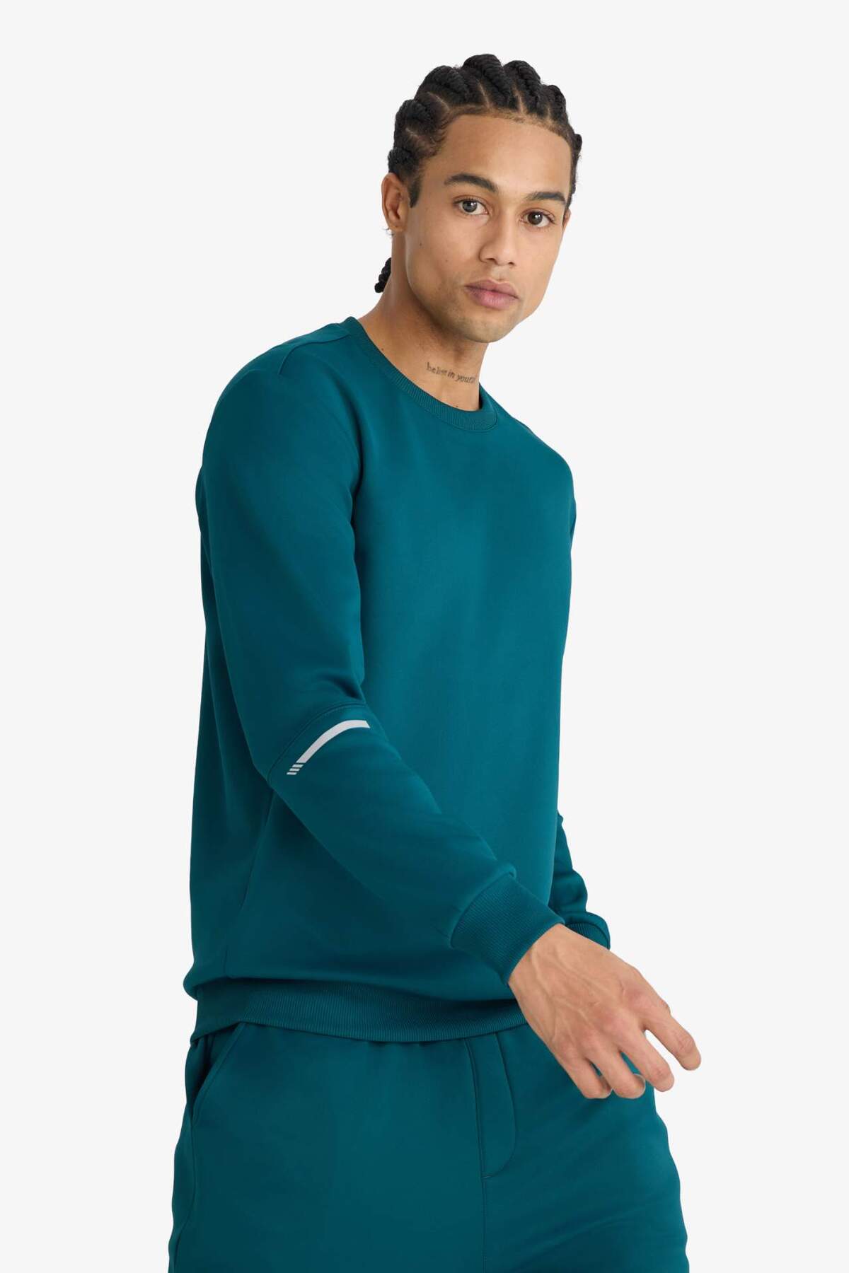DeFacto Sıcak Tutan Standart Fit Bisiklet Yaka Sporcu Sweatshirt F2379AX25WN görsel 3