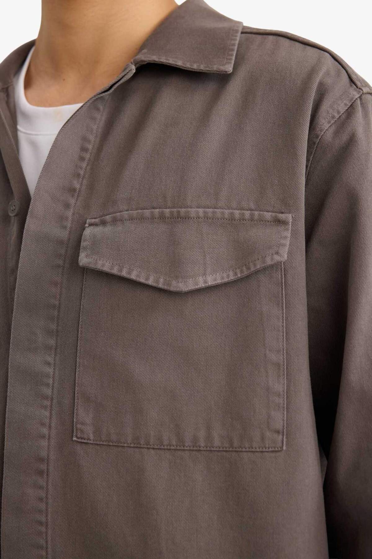 DeFacto Boxy Fit Gabardin Uzun Kollu Gömlek G3184AX25AU görsel 4