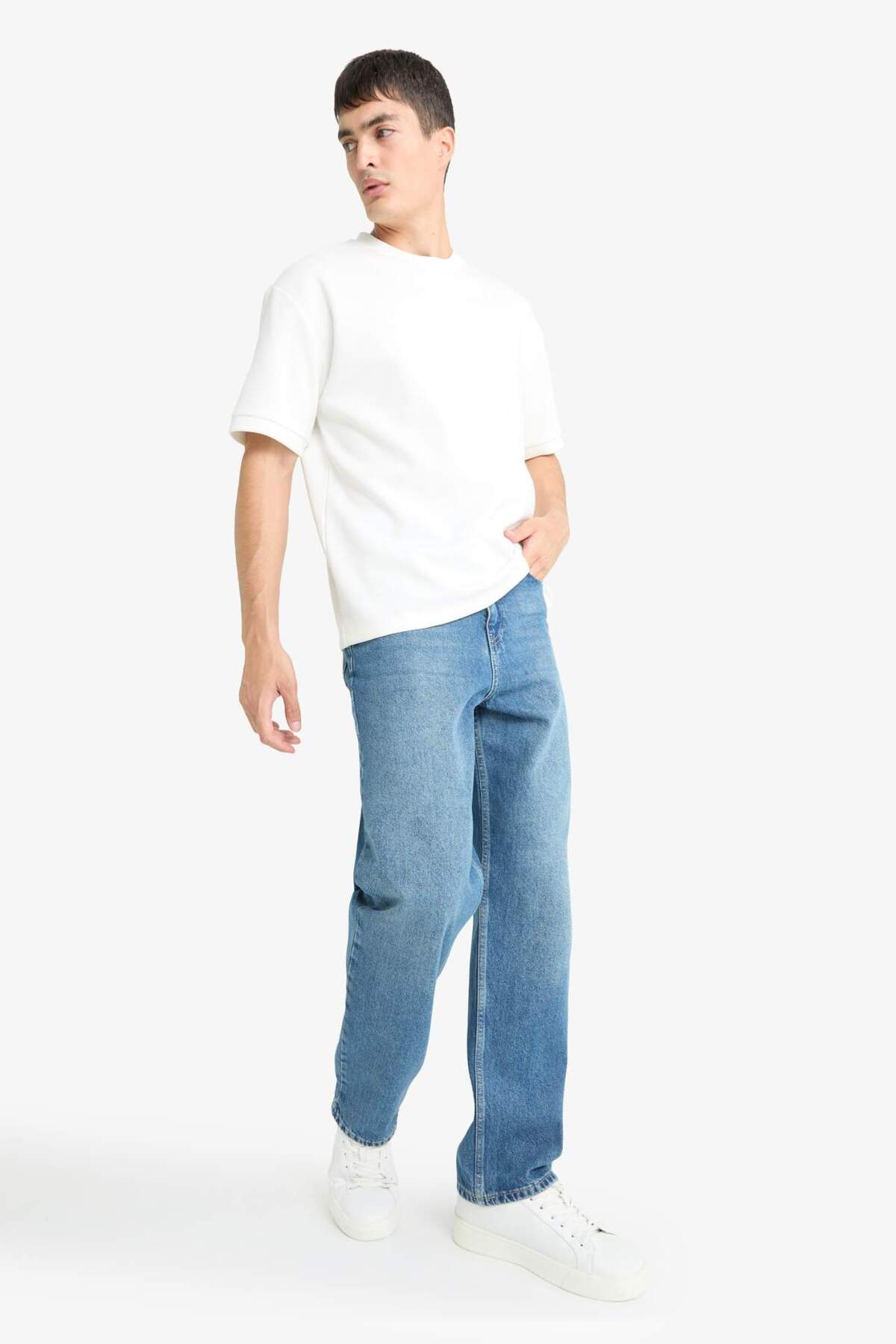 Defacto  Baggy Fit Geniş Paça Jean Pantolon G2622AX25AU - Görsel 4