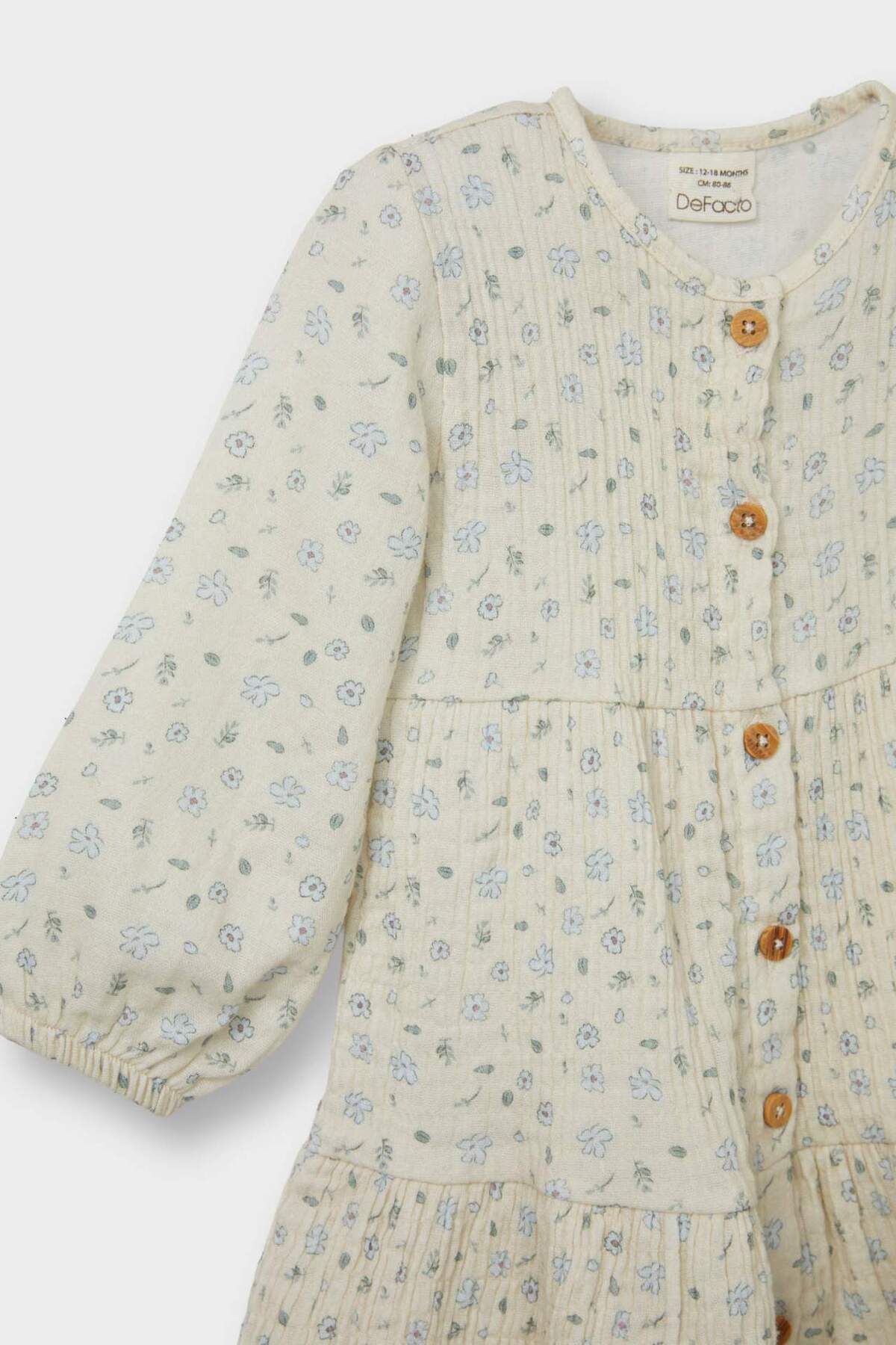 Defacto Çiçekli Uzun Kollu Krinkıl Elbise Kız Bebek F4679A525AU fotoğrafı 2 (önizleme)