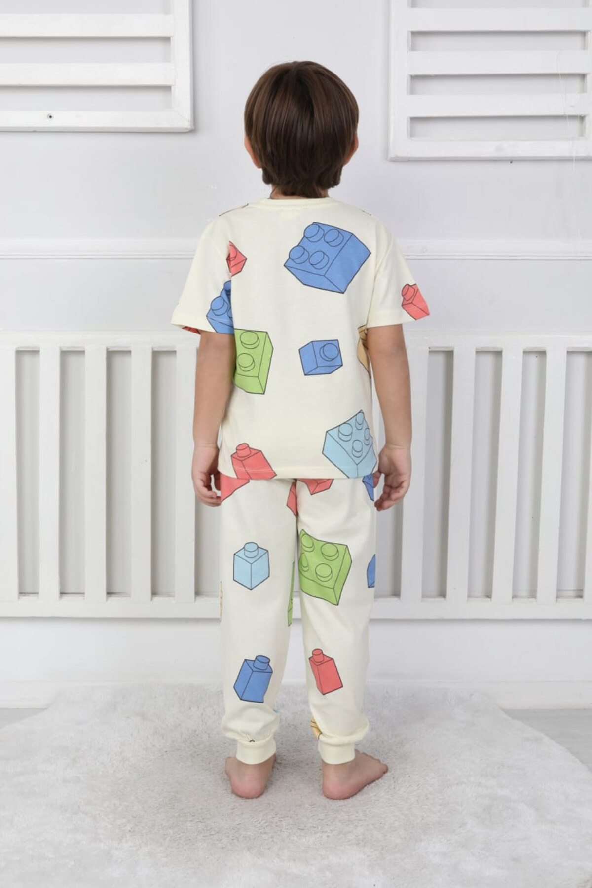 bunny hopp Erkek Çocuk Oyun Blokları Desenli Kısa Kollu Yazlık Pijama Takımı %100 Pamuk Süprem Penye fotoğrafı 2 (önizleme)