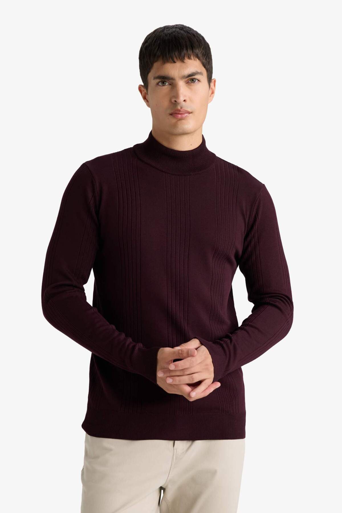 DeFacto Standart Fit Balıkçı Yaka Triko Kazak F4459AX25AU görsel 3