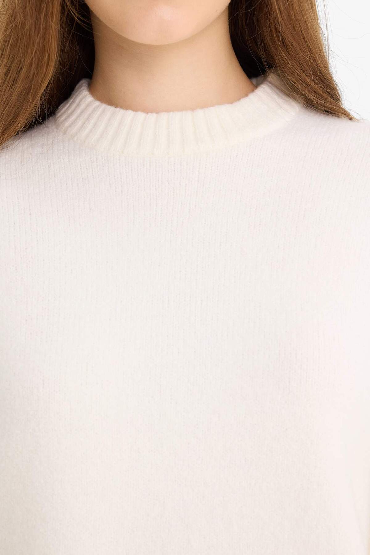 Defacto  Oversize Geniş Kalıp Bisiklet Yaka Triko Kazak R6044AZ25WN - Görsel 5