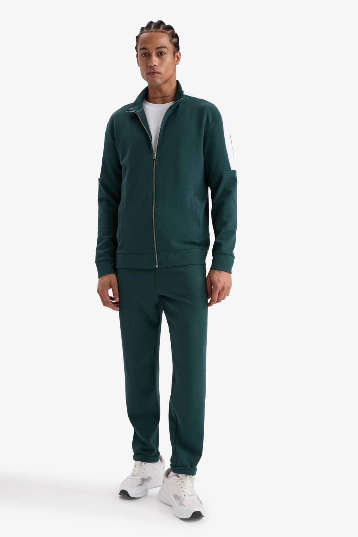 DeFacto Standart Fit Dik Yaka Fermuarlı Hırka F0207AX25AU görsel 3