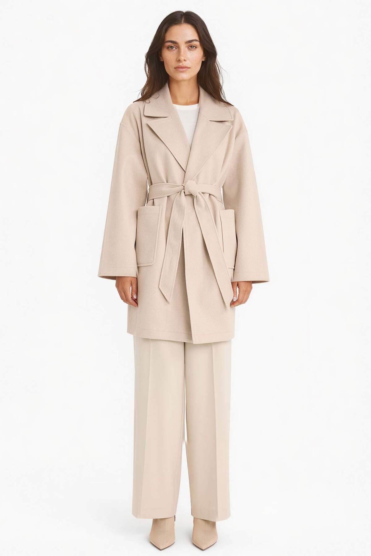 Defacto  Regular Fit Kuşaklı Kaşe Kaban E8636AX25AU - Görsel 2