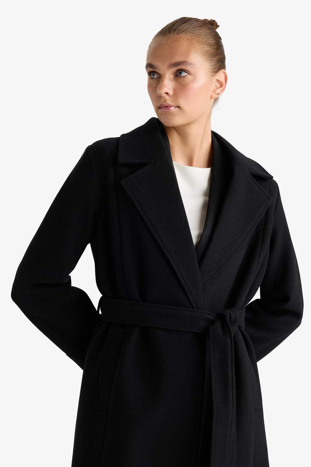 Defacto  Regular Fit Kuşaklı Kaşe Kaban F1207AX25WN - Görsel 6