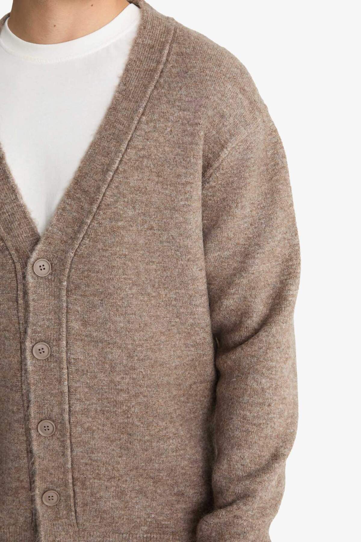 Defacto  Relax Fit V Yaka Düğmeli Triko Hırka F3717AX25WN - Görsel 5