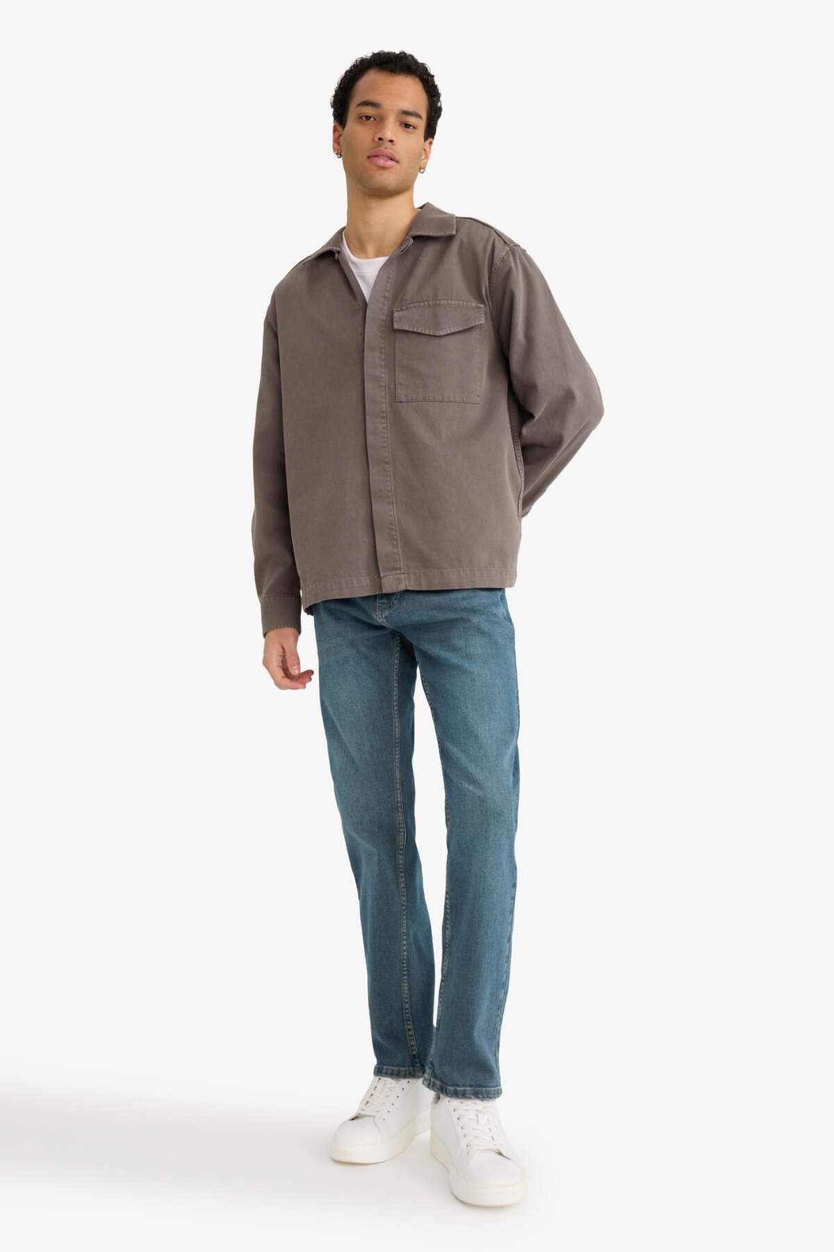 DeFacto Boxy Fit Gabardin Uzun Kollu Gömlek G3184AX25AU görsel 2