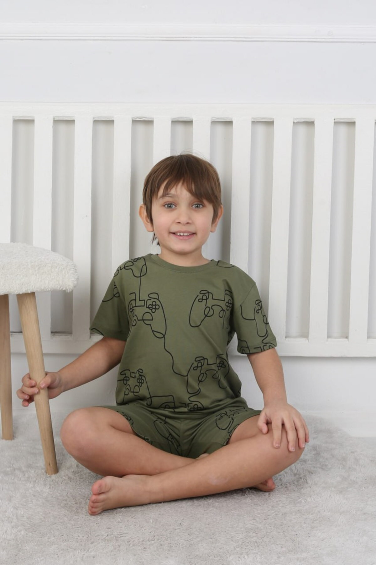 bunny hopp Şortlu Erkek Çocuk Pijama Takımı – %100 Pamuk – Desenli – Yazlık – 3-8 Yaş fotoğrafı 3 (önizleme)