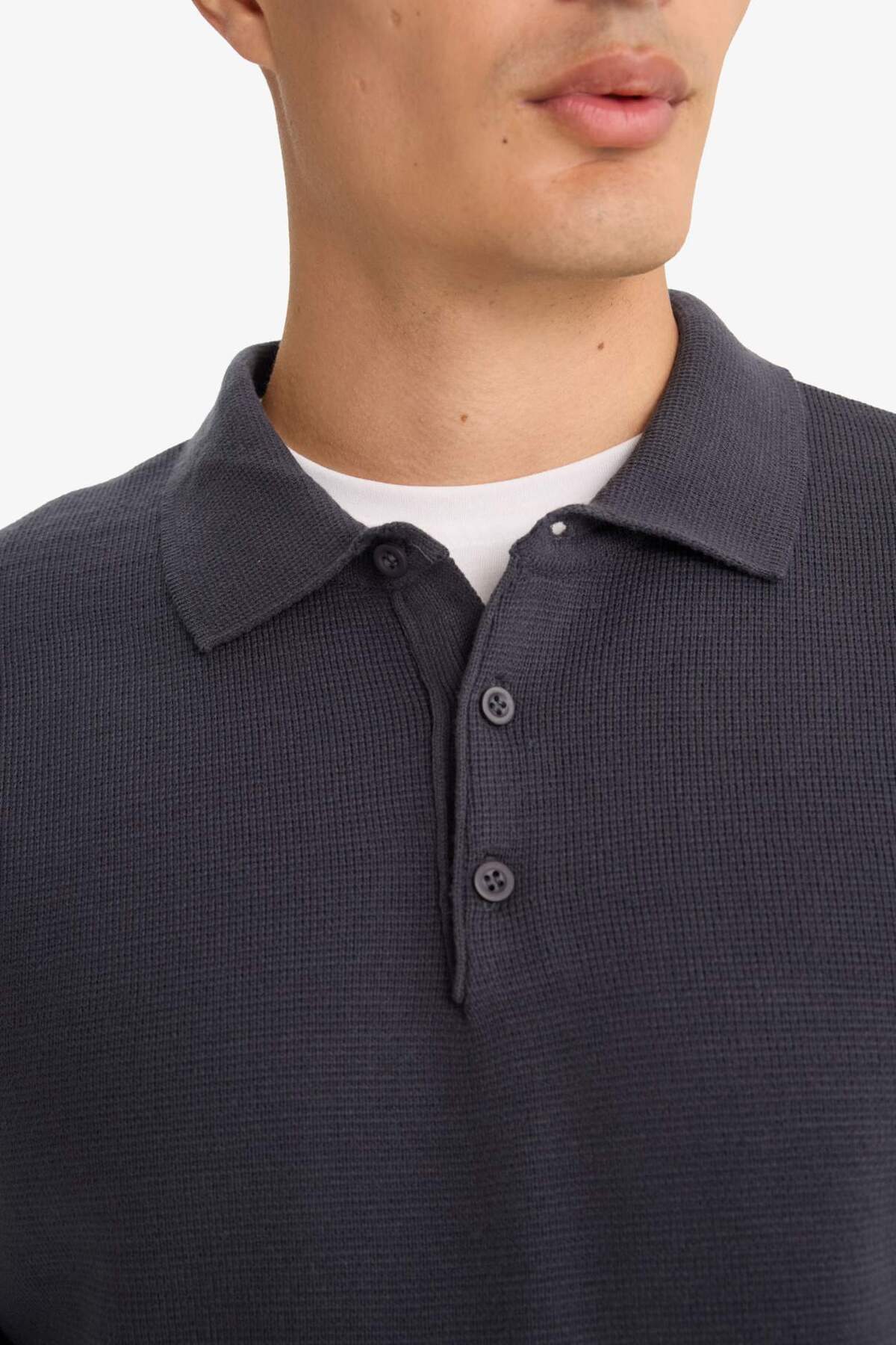Defacto  Standart Fıt Polo Yaka Triko Kazak F1523AX25AU - Görsel 5