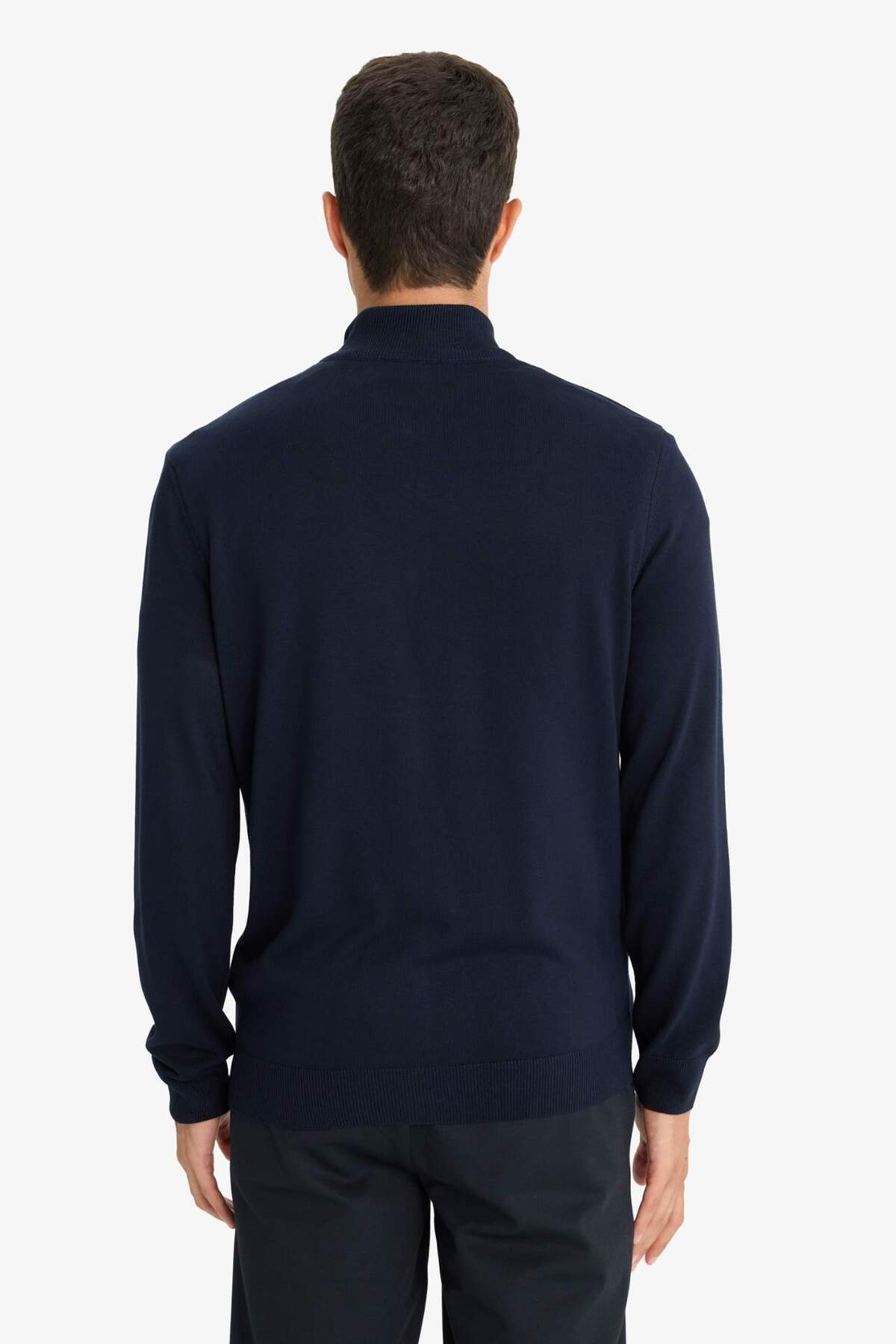 Defacto  Standart Fit Dik Yaka Fermuarlı Triko Hırka F2739AX25AU - Görsel 6