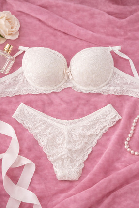 Luvia Lingerie beyaz push up ikili takım dantel fantezi iç giyim