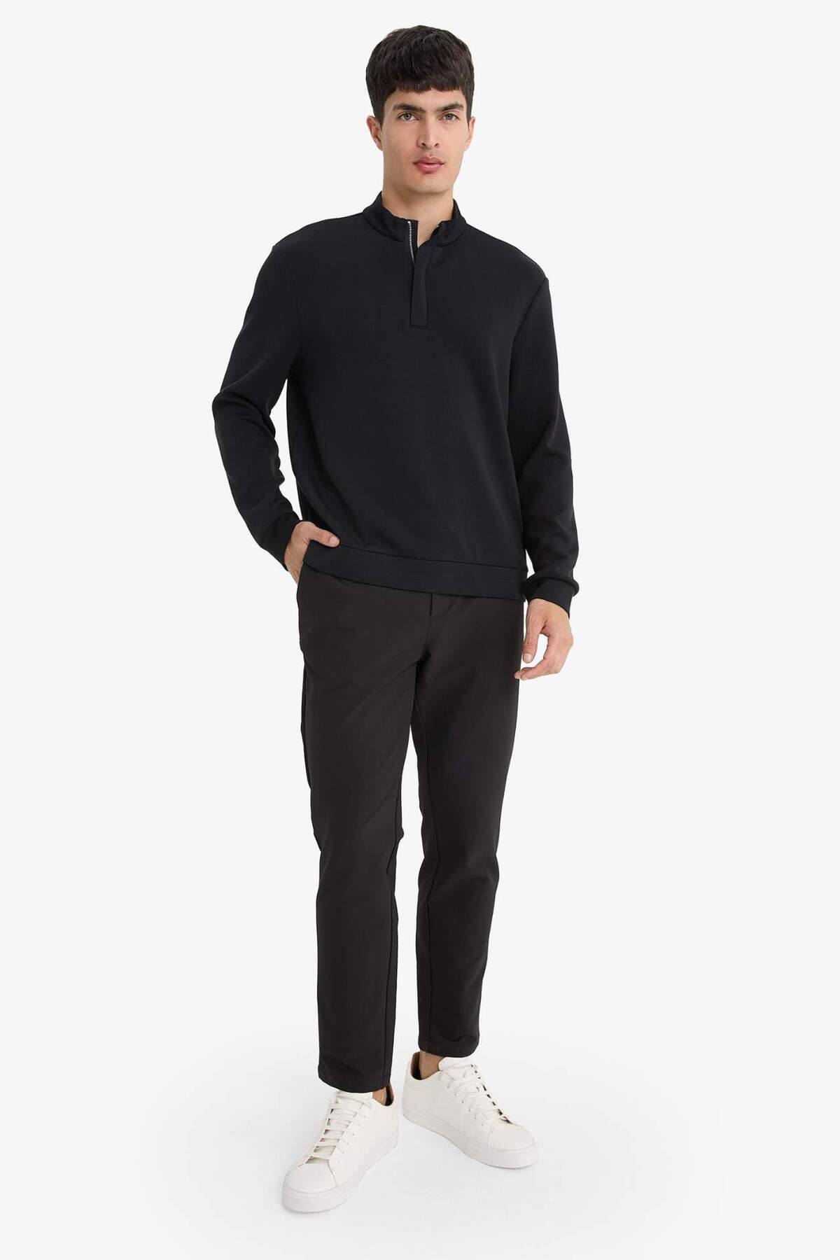 Defacto  Regular Fit Dik Yaka Yarım Fermuarlı Sweatshirt F2821AX25AU - Görsel 3