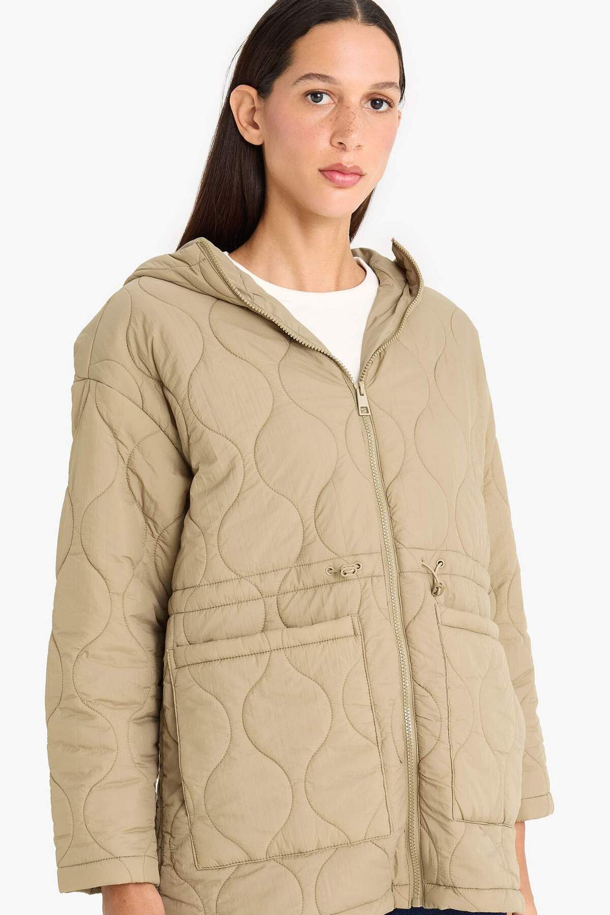 Defacto  Su Geçirmez Regular Fit Kapüşonlu Fermuarlı Kapitoneli Mont E8693AX25AU