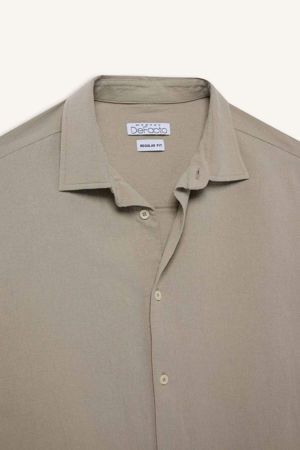 Defacto  Regular Fit Polo Yaka Pamuklu Uzun Kollu Gömlek E7741AX25AU - Görsel 8