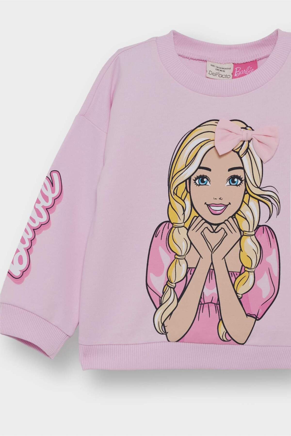 Defacto Barbie Bisiklet Yaka Sweatshirt Kız Bebek F4979A525AU fotoğrafı 4 (önizleme)
