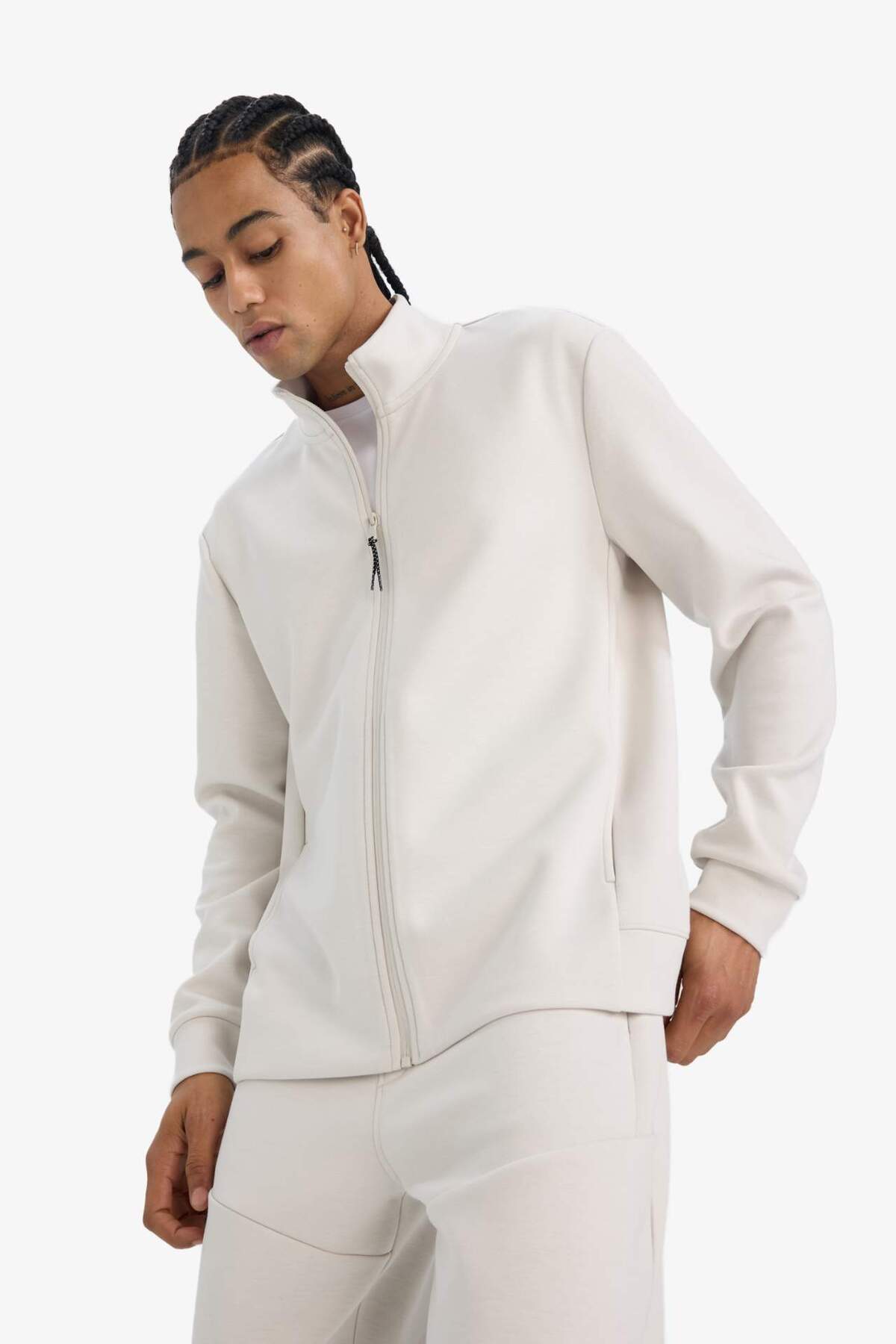 Defacto  Standart Fit Dik Yaka Skuba Dalgıç Kumaş Fermuarlı Hırka E9337AX25AU - Görsel 6