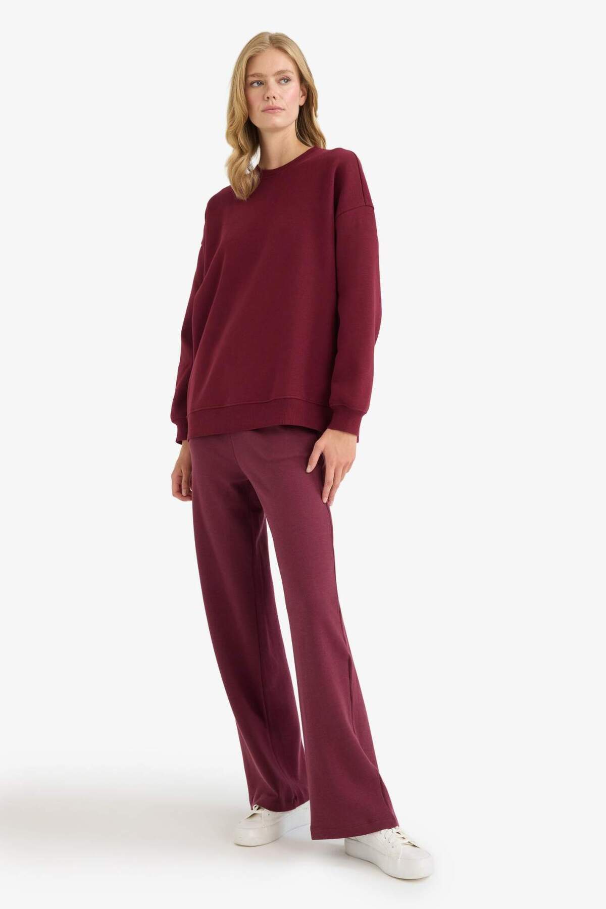 Defacto  Oversize Geniş Kalıp Bisiklet Yaka Basic Düz Kalın Sweatshirt F9628AX25AU - Görsel 2