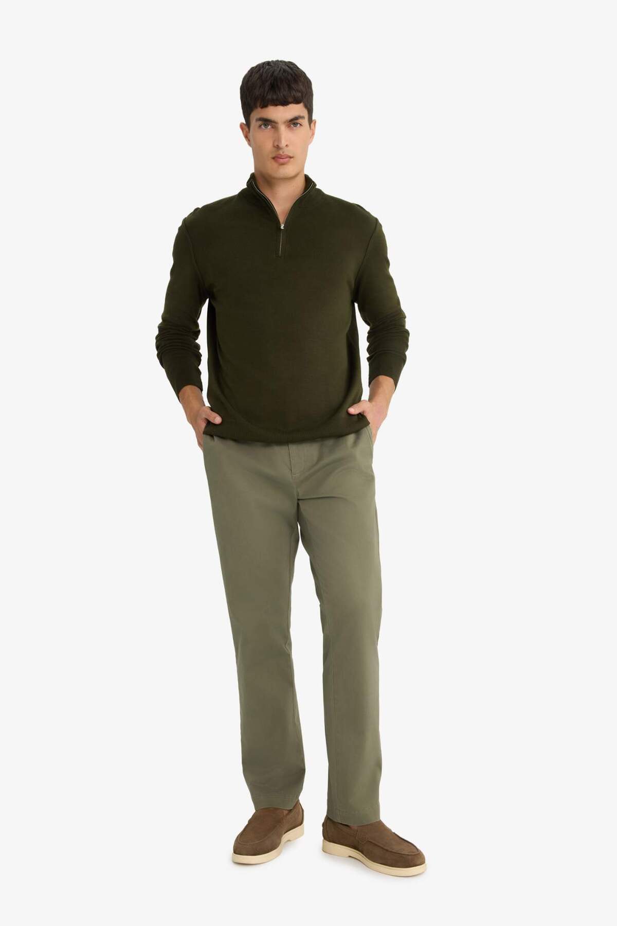 Defacto  Standart Fit Fermuarlı Yaka Triko Kazak F5095AX25AU - Görsel 2