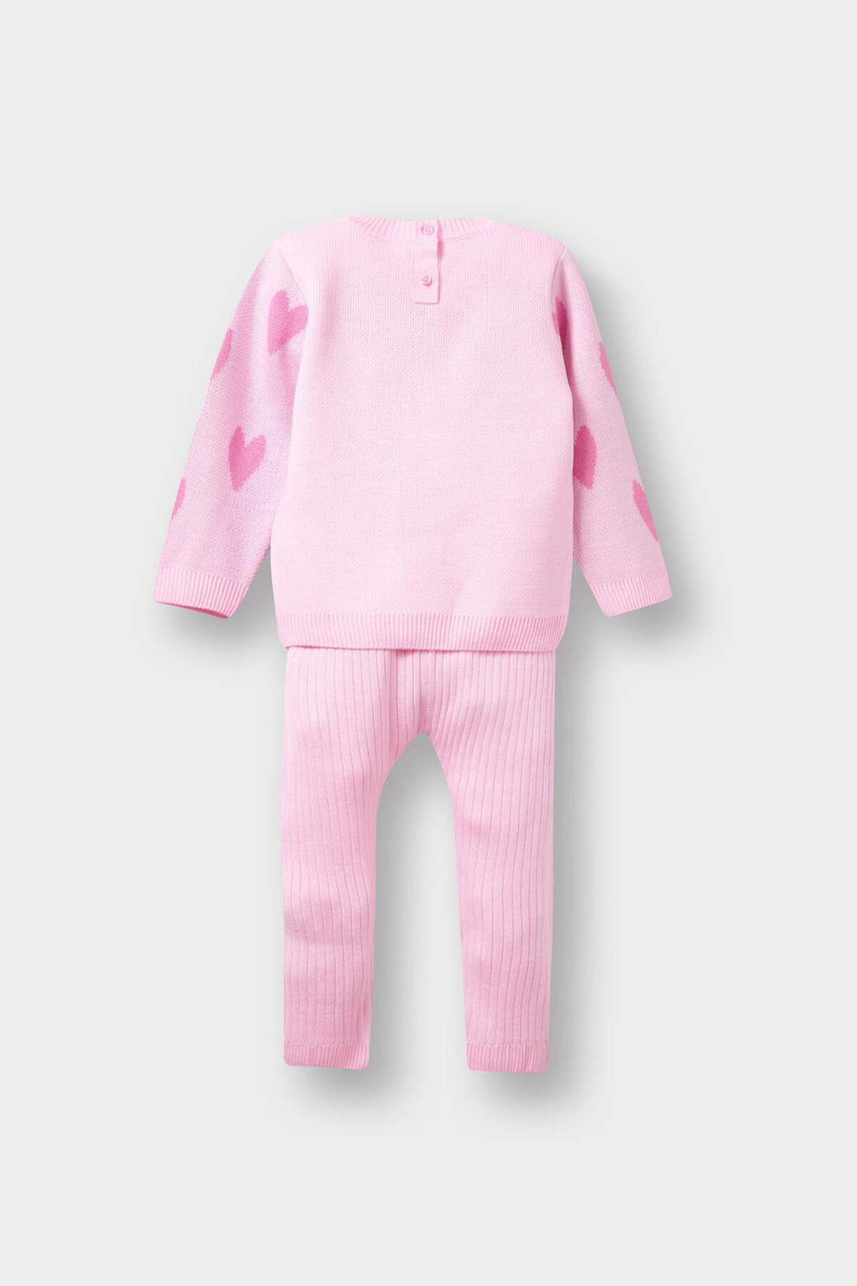 Defacto 2'li Takım Kalp Desenli Triko Kazak Alt Kız Bebek F3228A525WN fotoğrafı 4 (önizleme)