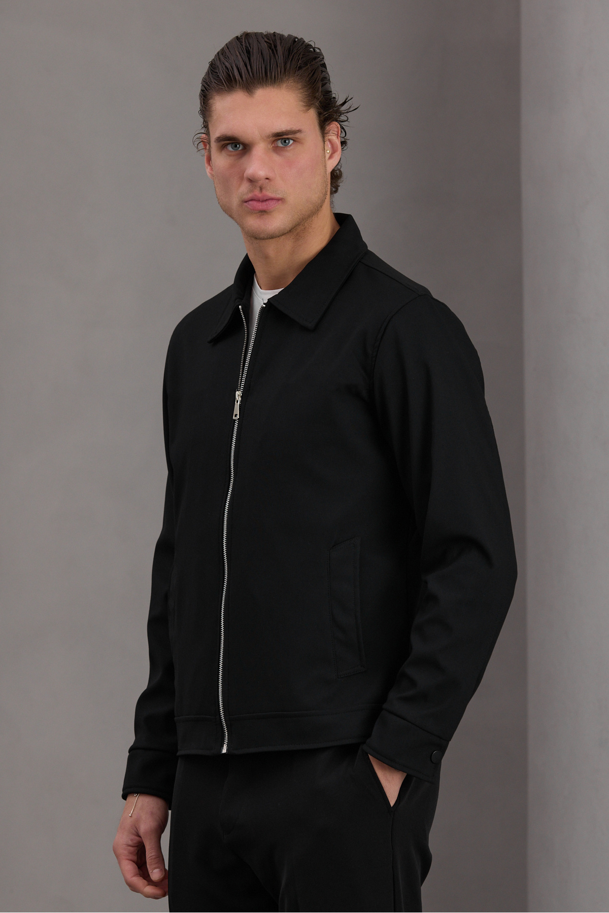 Bossago  Erkek Siyah Klasik Yaka Astarlı Casual Mevsimlik Ceket - Görsel 2