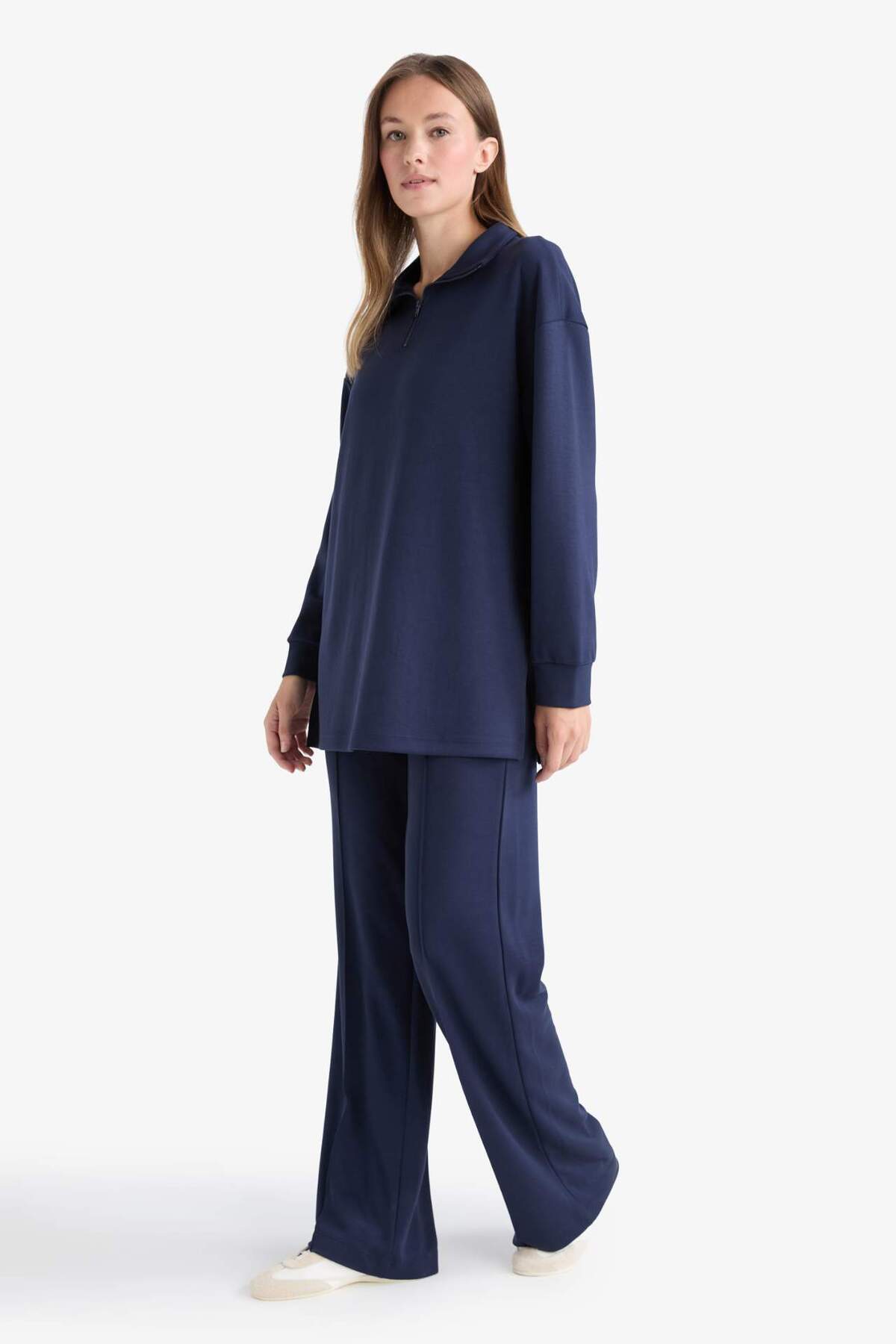 DeFacto Regular Fit Fermuarlı Yaka Uzun Kollu Tunik F5771AX25AU görsel 2