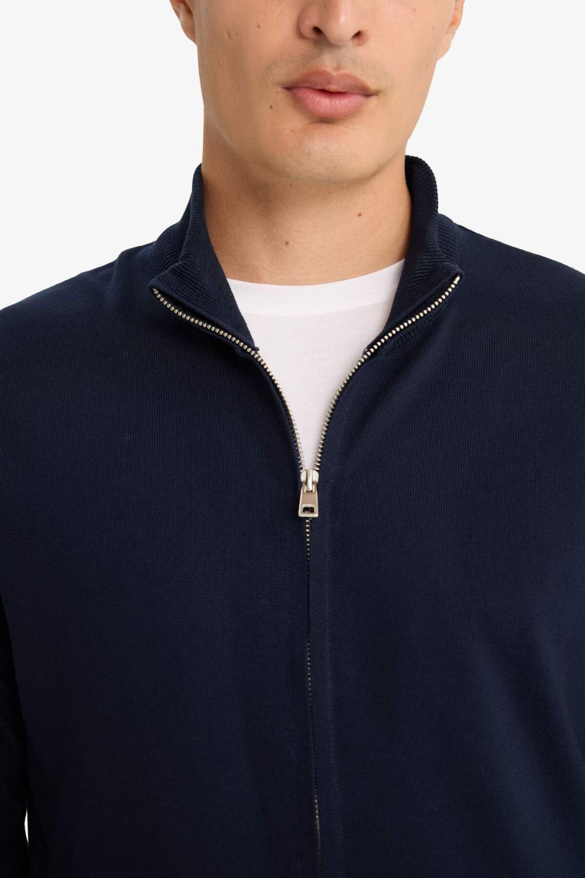 Defacto  Standart Fit Dik Yaka Fermuarlı Triko Hırka F2739AX25AU - Görsel 5