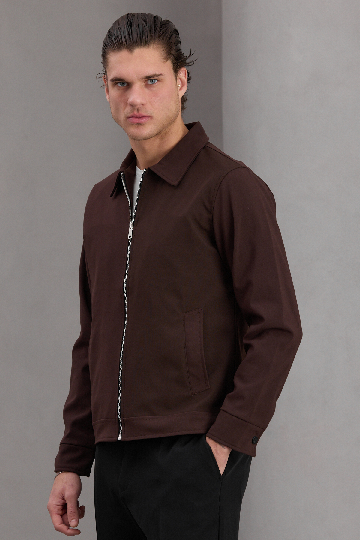 Bossago  Erkek Siyah Klasik Yaka Astarlı Casual Mevsimlik Ceket - Görsel 2