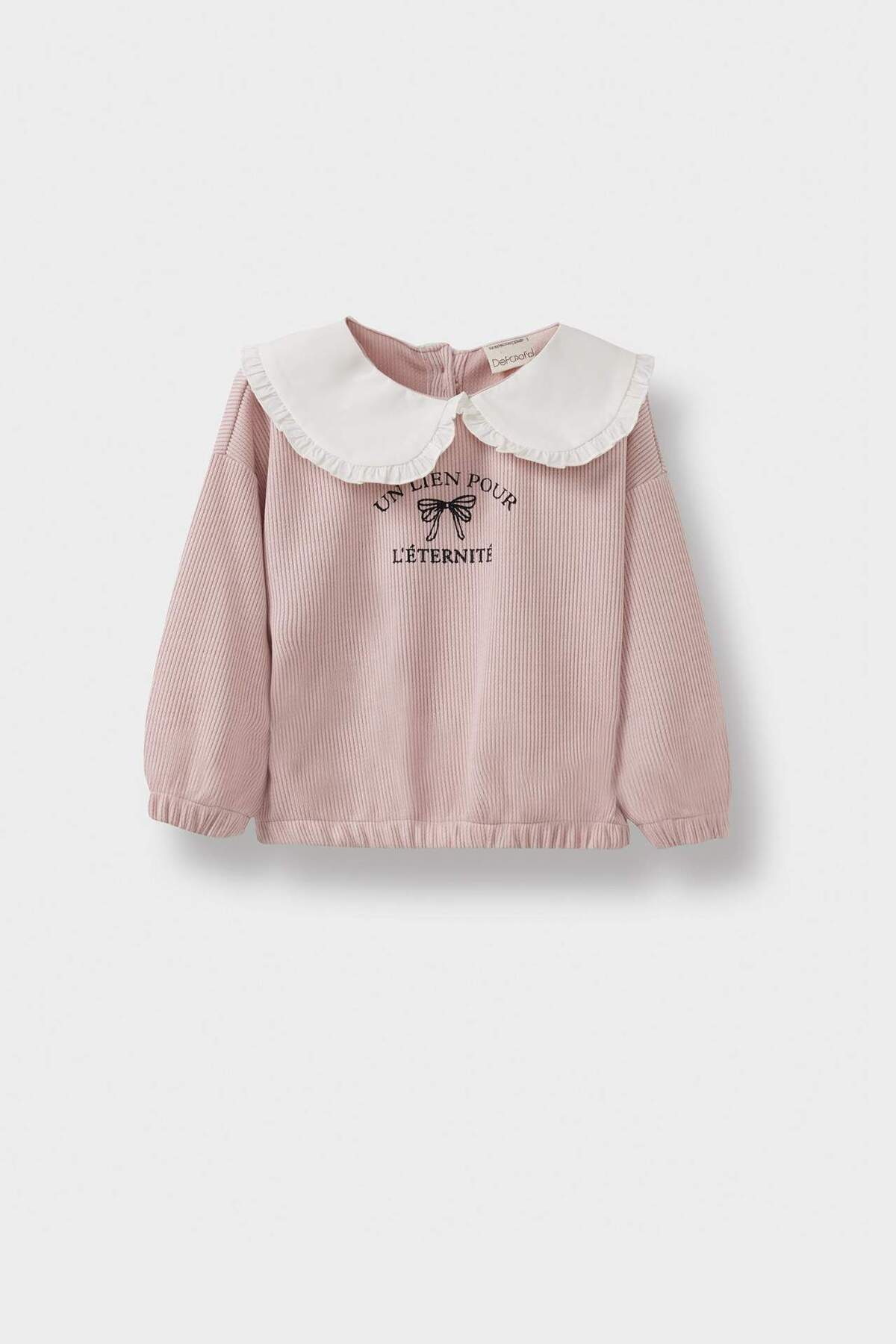 Defacto Standart Fit Büyük Yaka Baskılı Sweatshirt Kız Bebek G1773A525AU fotoğrafı 3 (önizleme)