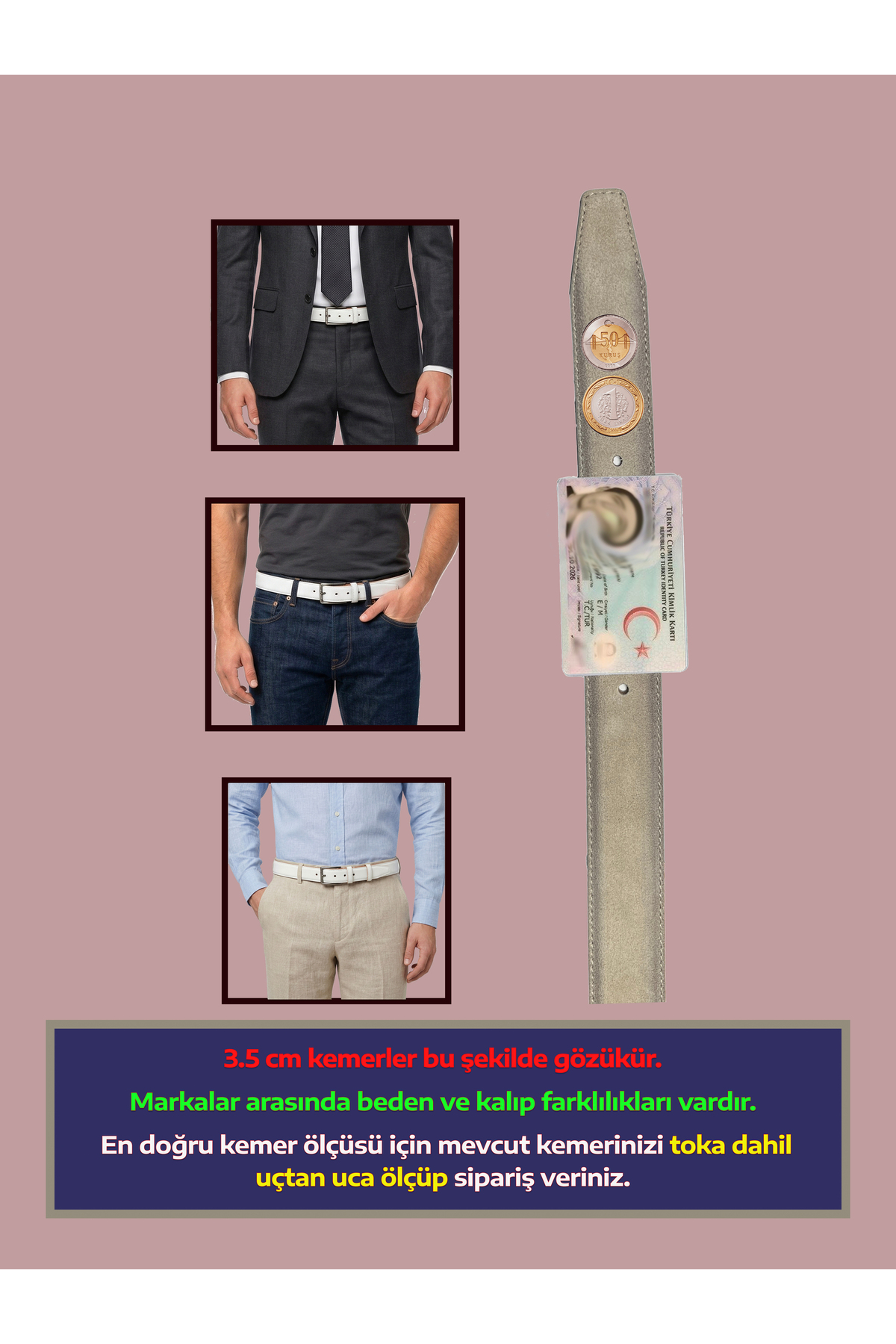 GoDeri  %100 Hakiki Kaliteli Deri, Siyah Klasik, Kumaş Pantolon Kemeri 3.5 Cm=dk-142-143-144 - Görsel 6