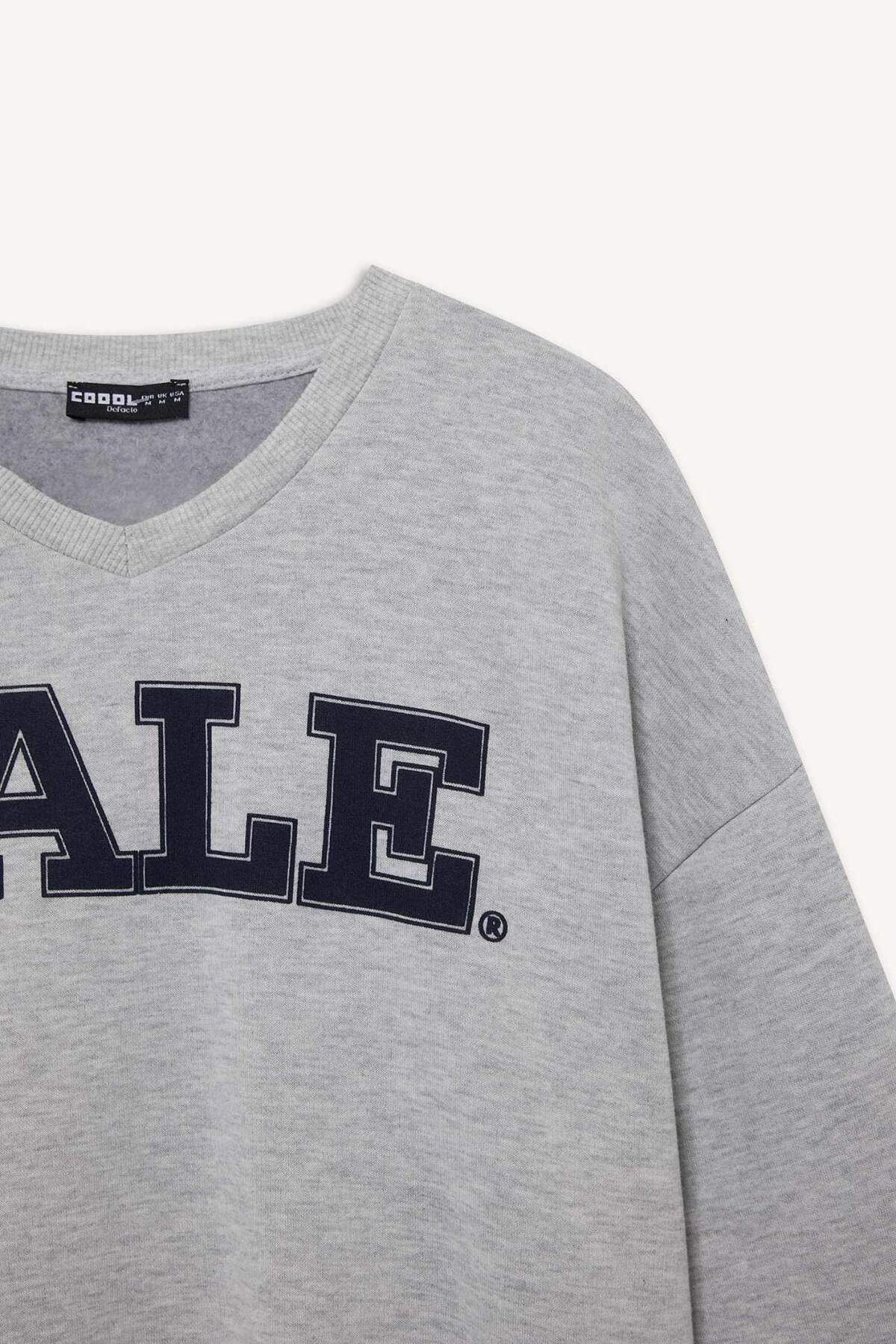 Defacto  Yale University Oversize Geniş Kalıp Bisiklet Yaka Sweatshirt F9527AX25AU - Görsel 3
