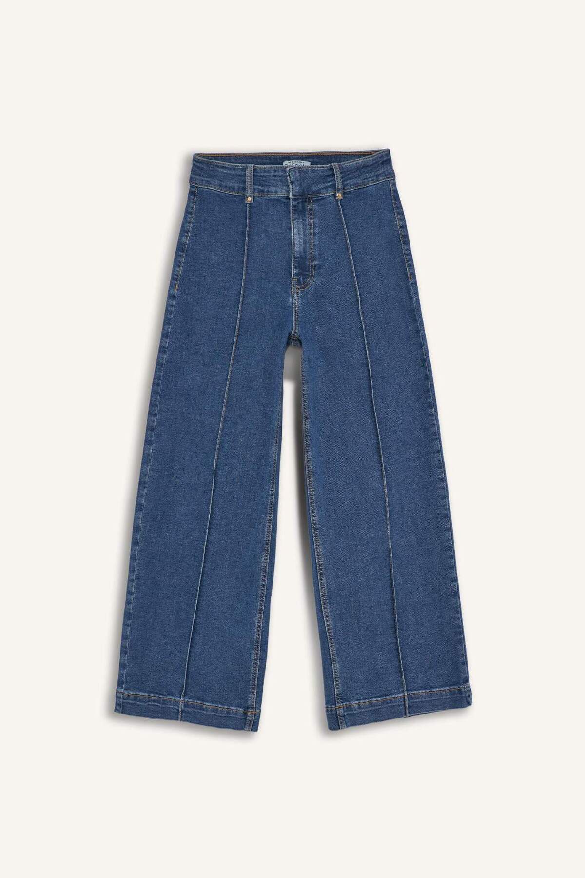 Defacto  Culotte Yüksek Bel Crop Fit Crop Jean Kar Yıkamalı Pantolon E9160AX25AU - Görsel 8