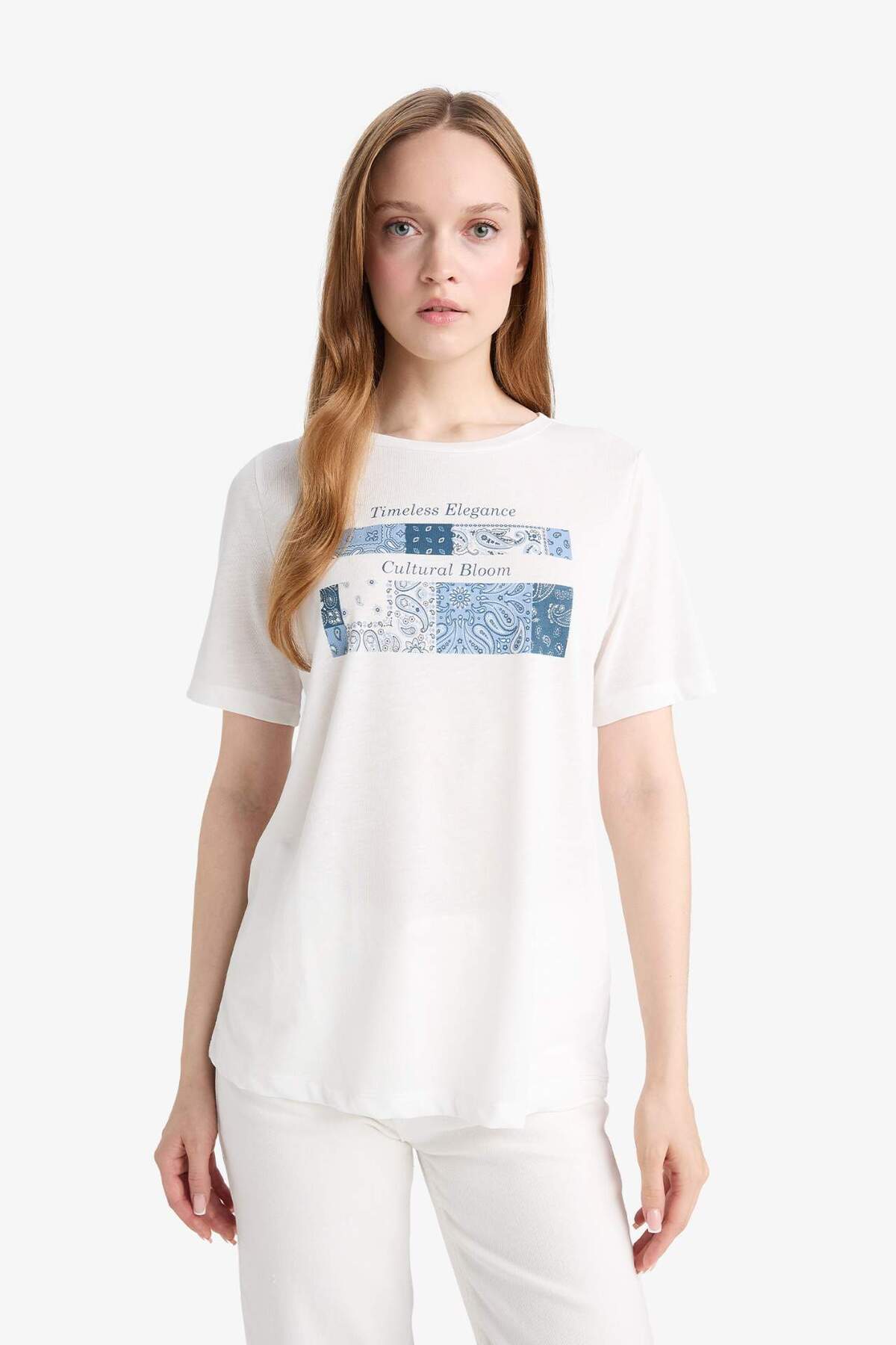 Defacto  Regular Fıt Bisiklet Yaka Kısa Kollu Tişört G0427AX25AU - Görsel 3