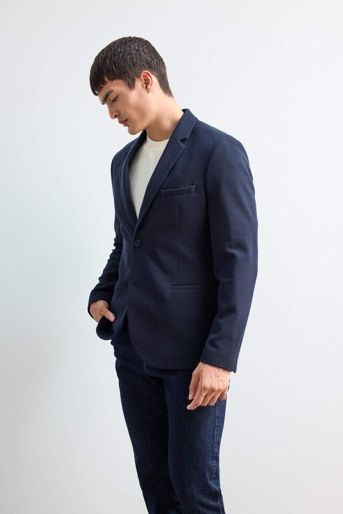 Defacto  Modern Fit Düğmeli Cepli Blazer Ceket F2347AX25AU - Görsel 4