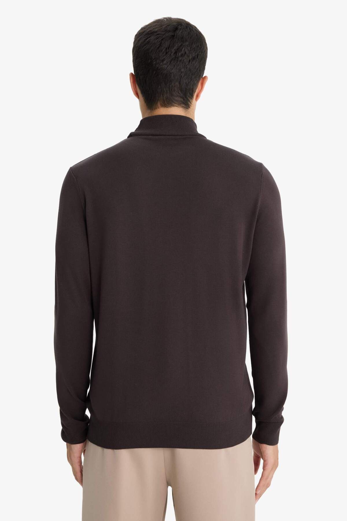 Regular Fit Balıkçı Yaka Basic Triko Kazak A5282AX25AU — قهوه‌ای — تصویر 6 از 6
