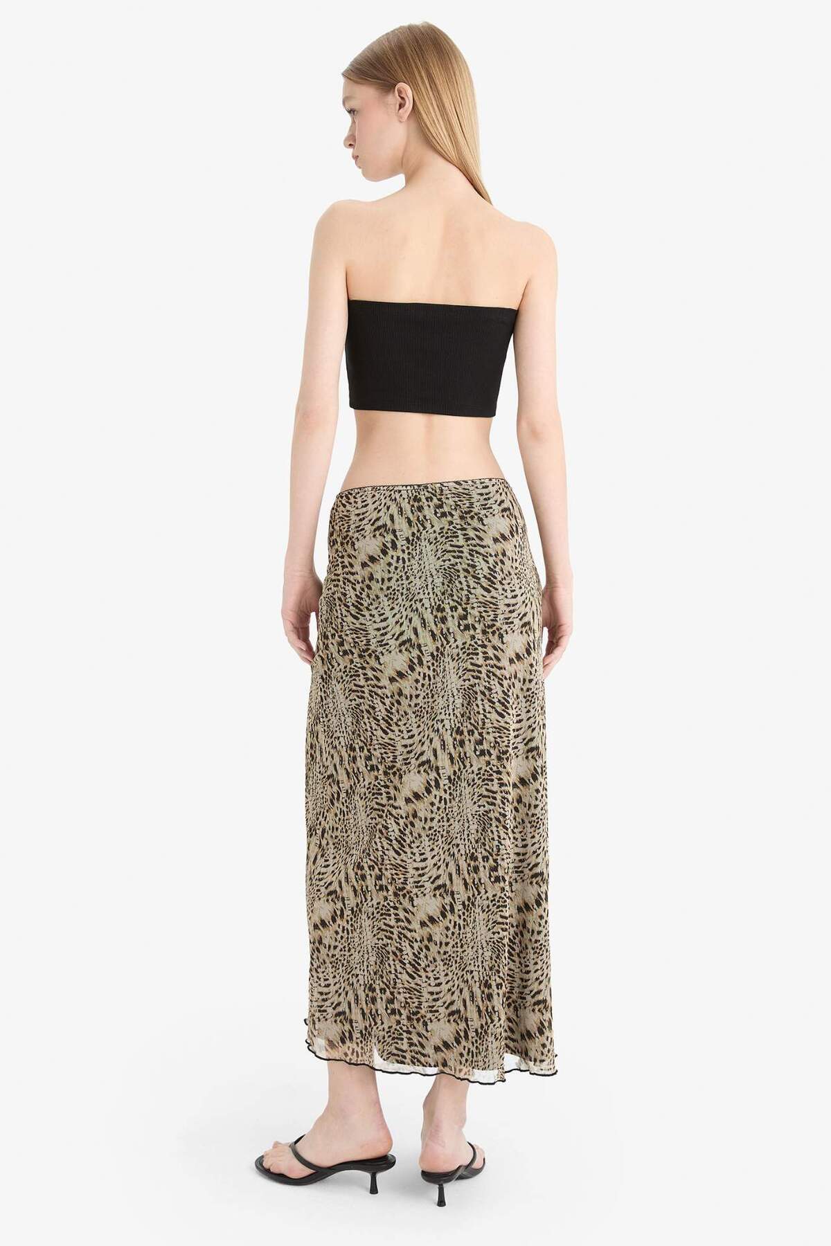 Defacto  A Form Desenli Normal Bel Penye Astar Tül Maxi Etek D7077AX25AU - Görsel 6