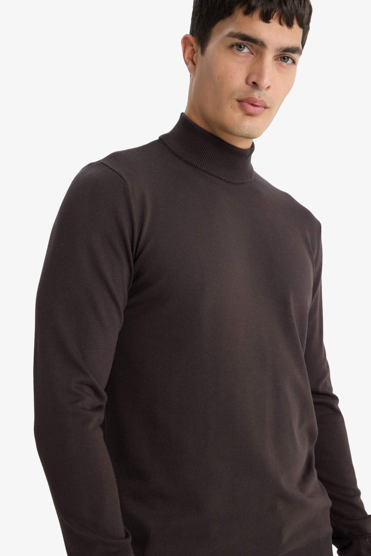 Regular Fit Balıkçı Yaka Basic Triko Kazak A5282AX25AU — قهوه‌ای — تصویر 4 از 6